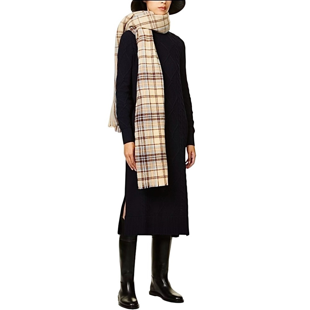 Barbour Burne Wool Blend Knitted Midi Length Sweater Dress Navy Size 8 US